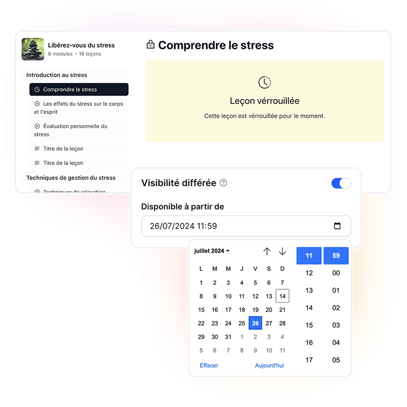 Visibilité différée sur une formation en ligne