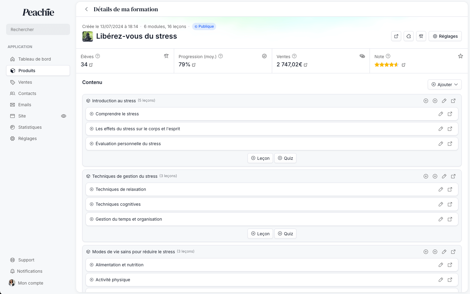 LMS Peachie pour améliorer la courbe d'apprentissage