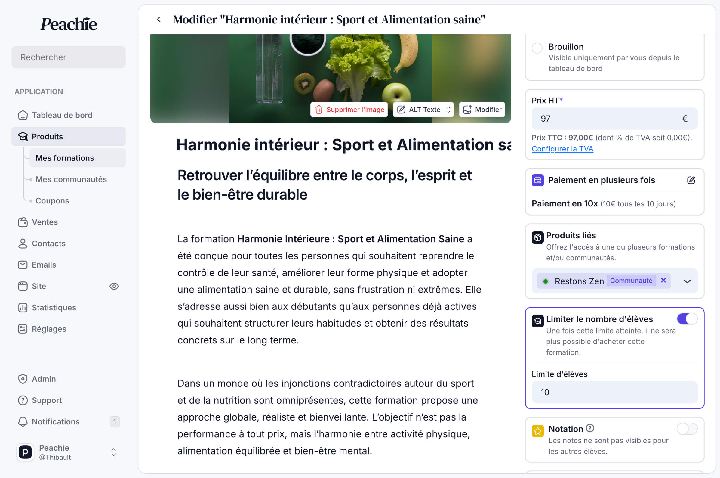 Limiter le nombre d'apprenants à une formation sur Peachie