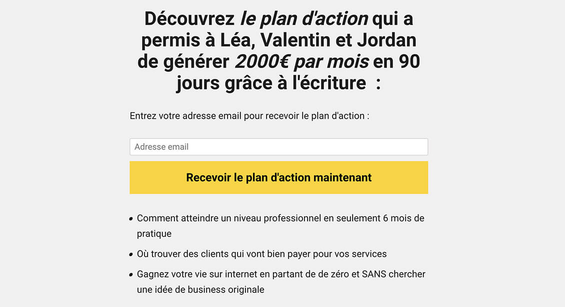 Inclure des résultats dans une page de vente