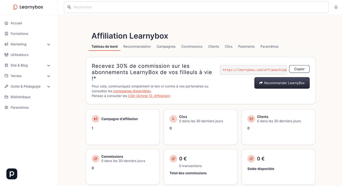 Affiliation de LearnyBox