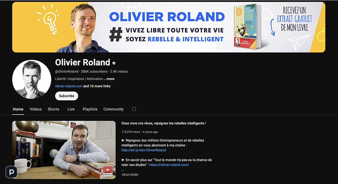 Chaîne YouTube d'Olivier Roland