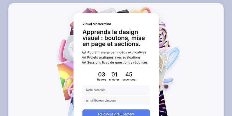 Page lead magnet avec urgence réalisée avec Peachie