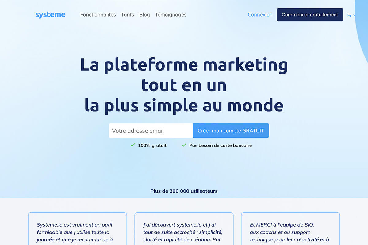 Systeme.io le funnel builder à prix bas